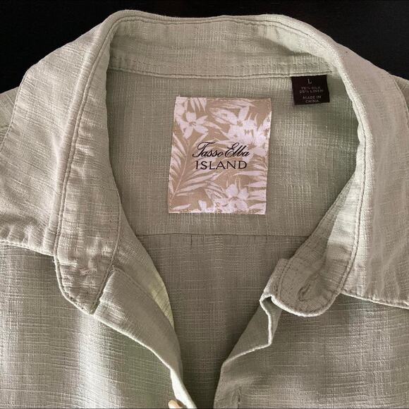 TASSO ELBA Island Green Silk/Linen Button Down Shirt sz L - Picture 6 of 7